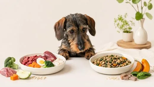 Ingredientes frescos para dieta natural canina, cruda y cocida